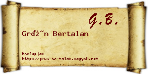 Grün Bertalan névjegykártya